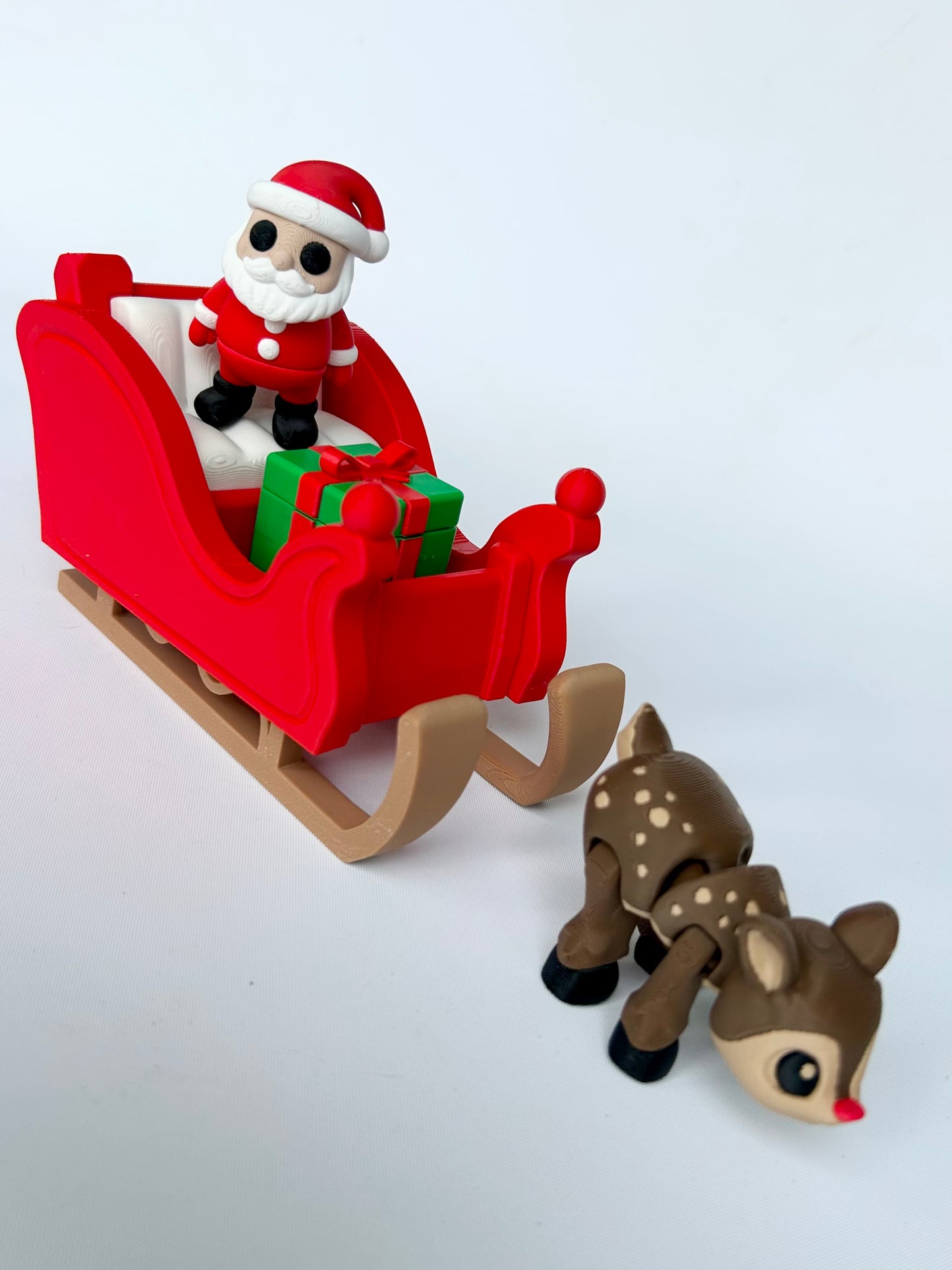 3D Printed Santa, Sleigh & Friends